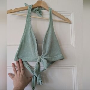 Mint Green Textured Bikini Top